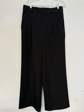 LOFT  Peyton Wide-Leg Black Trousers.Size 10
